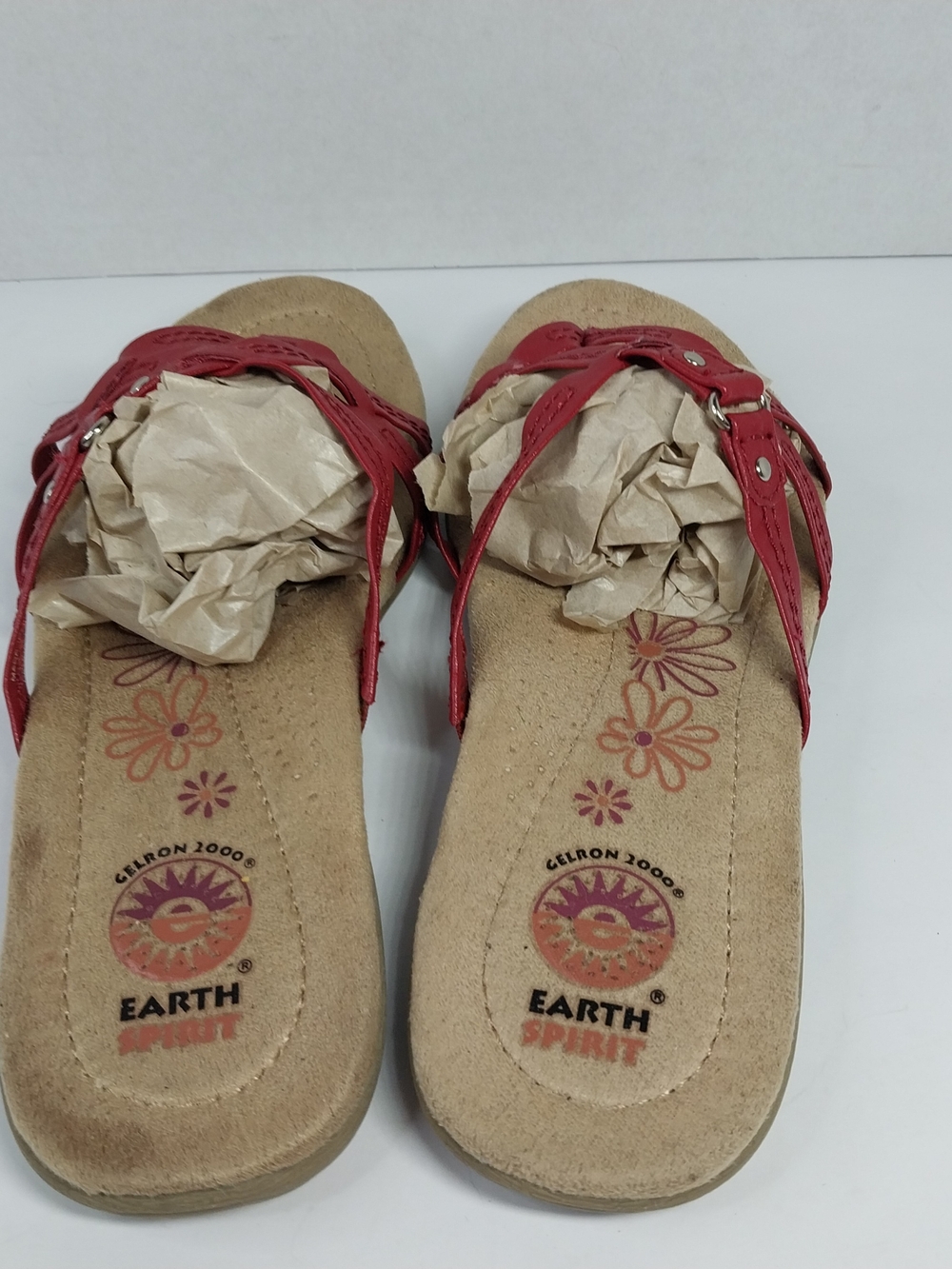Earth Spirit Wini Slides Women's 6.5 Red Strappy Gelron 2000 Sandal Shoes Boho - Picture 5 of 12